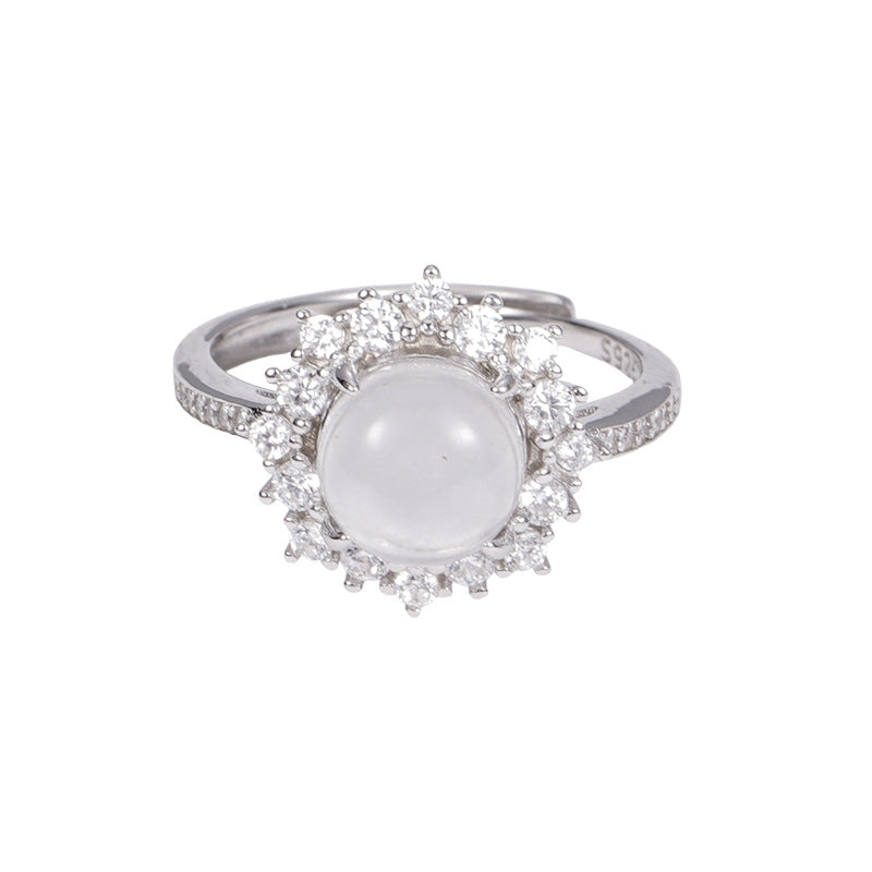 F廠【DQ8215R】新中式水沫玉蛋麵戒指女S925純銀小眾設計感天然石開口食指戒
25.10-1