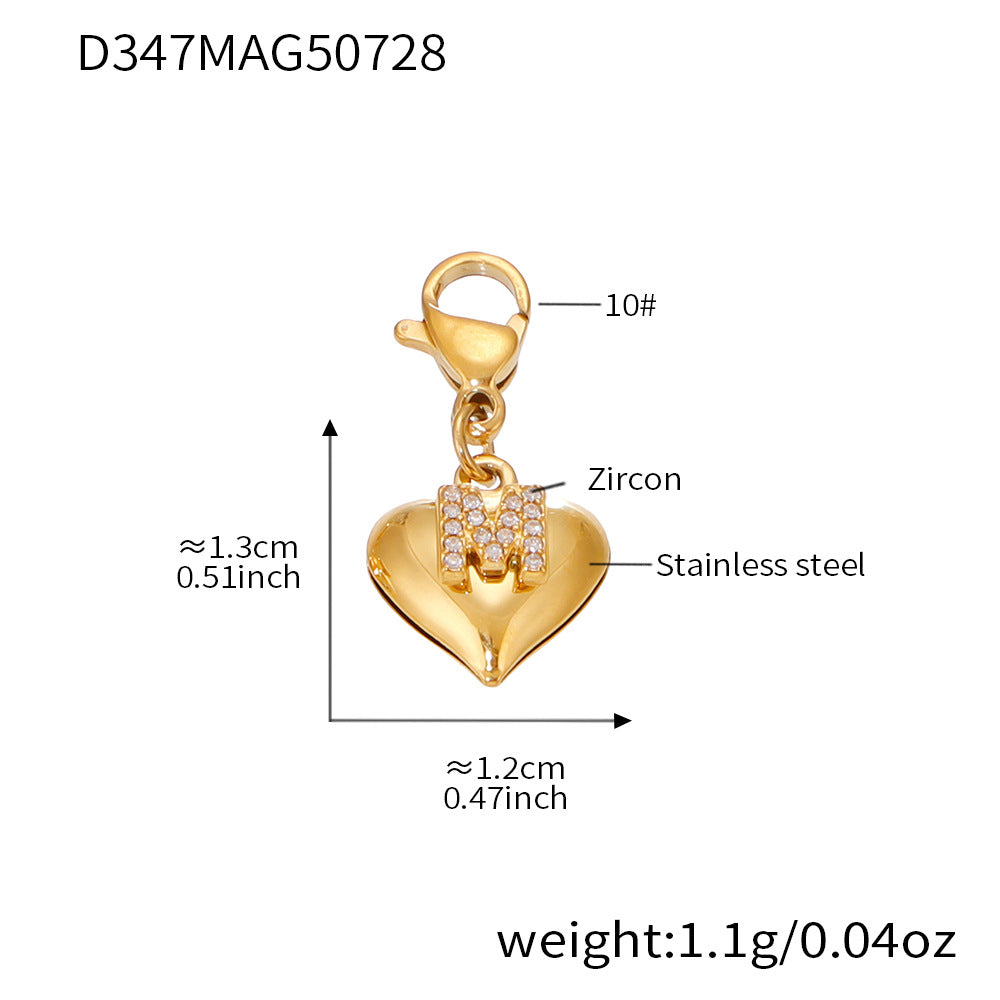 B廠【P1295】超閃5A鋯石字母愛心項鍊跨國時尚新款飾品不鏽鋼材質不掉色 25.08-1