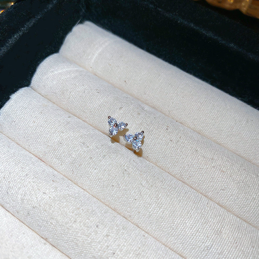 A廠【HE25993】925銀針鋯石小巧精緻花朵耳環甜美清新耳環輕奢高級感耳飾設計感小眾 25.04-3