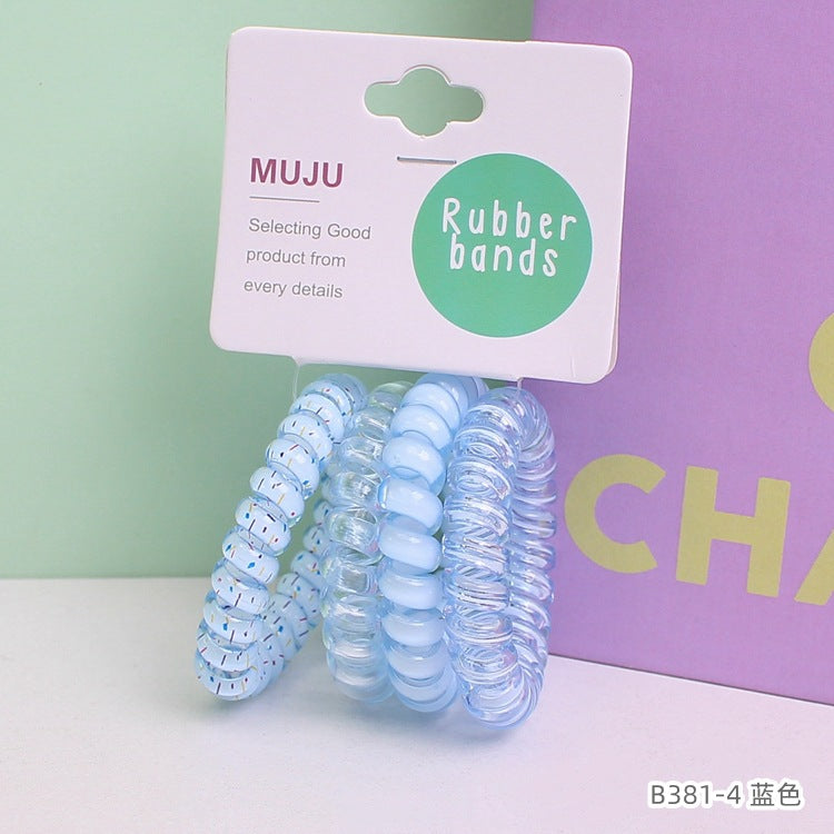 D廠【B381】高級感葡萄椰椰波點電話線髮圈精美4條套裝髮繩清新百搭馬尾頭繩 24.08-4「D廠-單筆結帳需滿,NT$600出貨(不含運費)」