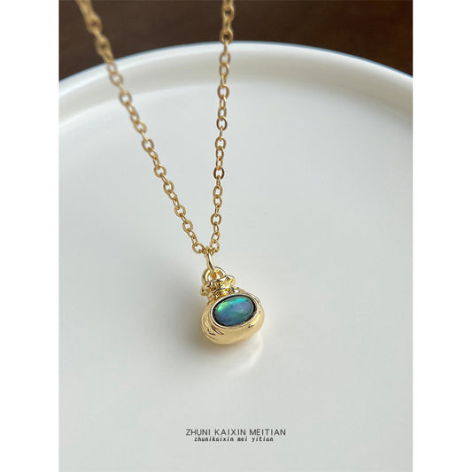 C廠【6645】厚鍍18K真金保色鮑魚貝福袋鎖骨鍊氣質創意時尚高級感項鍊女
 25.08-5