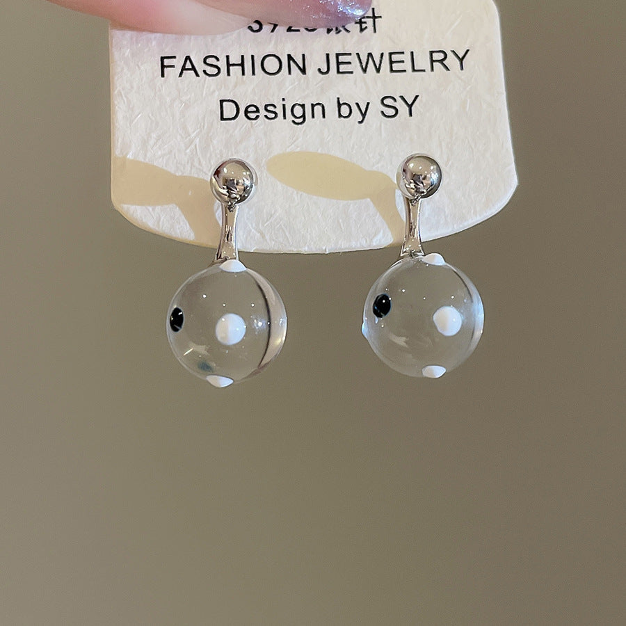 A廠【WE4121】925銀針水晶幾何圓形吊墜耳環時尚簡約百搭氣質耳環輕奢高級感耳飾女
 25.10-3