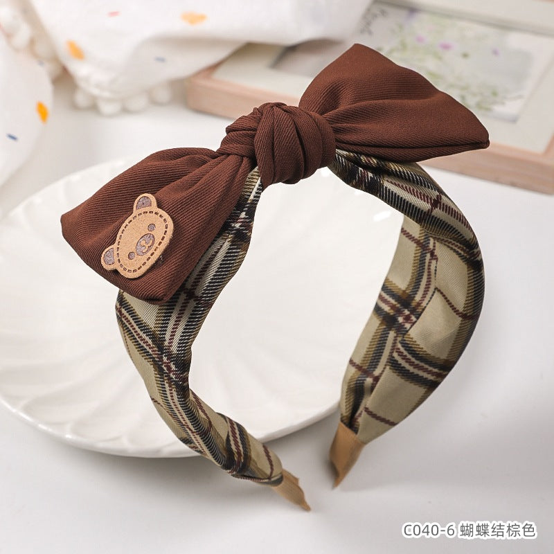 D廠【C040】甜美咖色小熊髮箍女超仙復古髮卡頭飾法式高顱頂蝴蝶結頭箍髮飾 24.11-5「D廠-單筆結帳需滿,NT$600出貨(不含運費)」