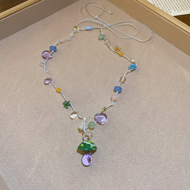 A廠【HN8223】夏日波西米亞多巴胺花朵珍珠項鍊甜美可愛少女鎖骨鏈時尚百搭頸鍊 25.02-4