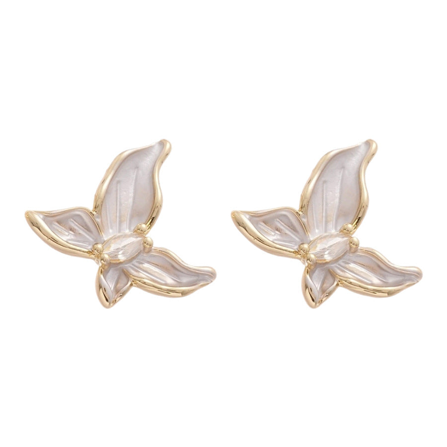 A廠【HE25932】925銀針鋯石滴油蝴蝶耳環簡約時尚設計耳環輕奢高級感通勤百搭耳環女 25.04-3