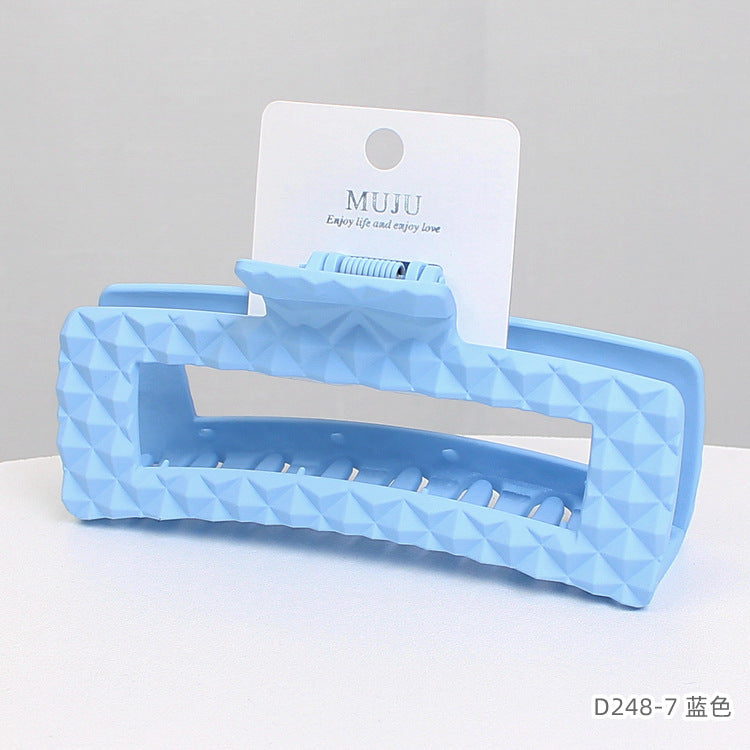 D廠【D248】卡裝小香風大抓夾高級感切面菱格紋髮夾磨砂方形後腦勺鯊魚夾髮飾 24.07-2「D廠-單筆結帳需滿,NT$600出貨(不含運費)」