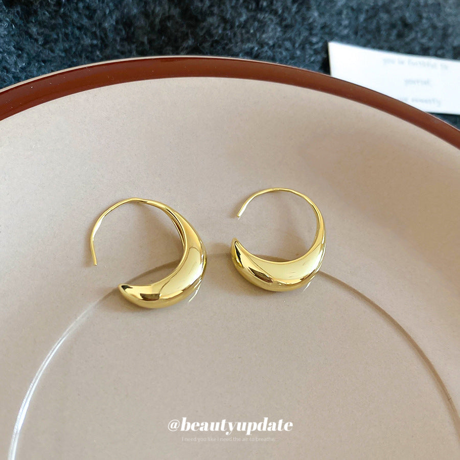 A廠【HE29001】14k真金電鍍歐美金屬感幾何橢圓形耳鉤時百搭耳環小眾設計感耳飾
 25.10-4