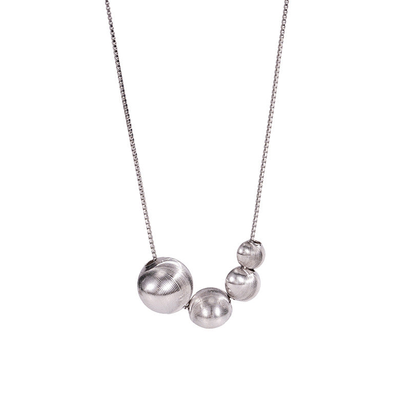 F廠【DQ1756N】簡約簡約貓眼珠突變項鍊女S925純銀ins風設計銀珠滾珠鎖骨鏈 25.07-4