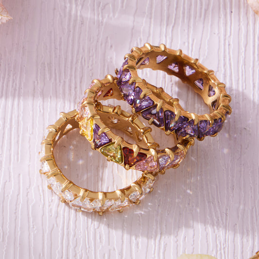 B廠【A543】歐美ins時尚個性鑲嵌三角鋯石戒指不鏽鋼鍍18k金跨境輕奢百搭手飾
26.02-1