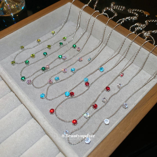 A廠【HN8549】鋯石超閃時尚鑲鑽項鍊韓系ins風簡約氣質鎖骨鏈輕奢高級感頸鍊女 25.04-4