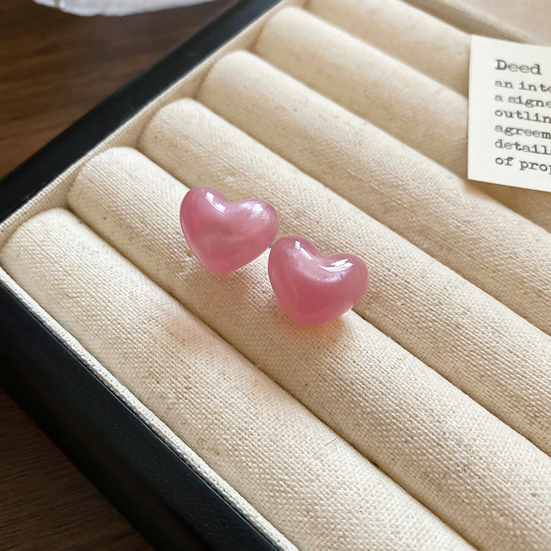 A廠【HE25097】925銀針暈染糖果色愛心耳環甜美氣質耳環夏天清新百搭耳飾小眾高級感 25.03-1