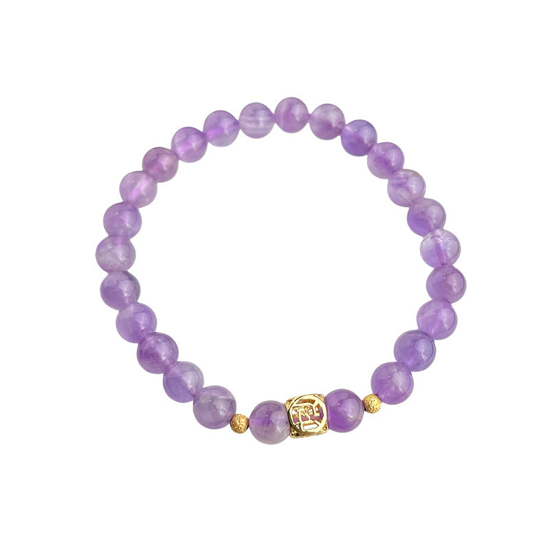 C廠【5847】逢考必過天然石薰衣草紫水晶手鍊個性新中式國潮手飾飾品 25.05-1