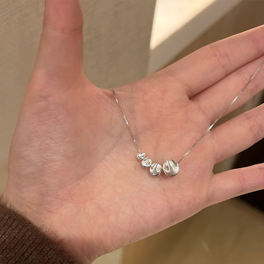 F廠【DQ1756N】簡約簡約貓眼珠突變項鍊女S925純銀ins風設計銀珠滾珠鎖骨鏈 25.07-4