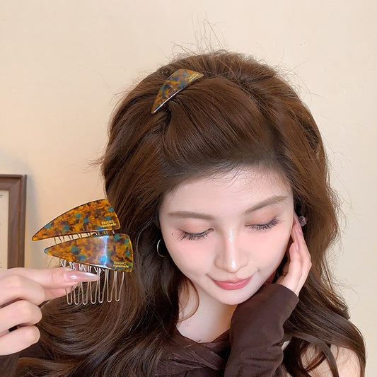 C廠【P111】醋酸藍棕三角髮梳髮夾女側邊碎髮瀏海夾高顱頂倒插梳新款百搭髮飾
26.04-3