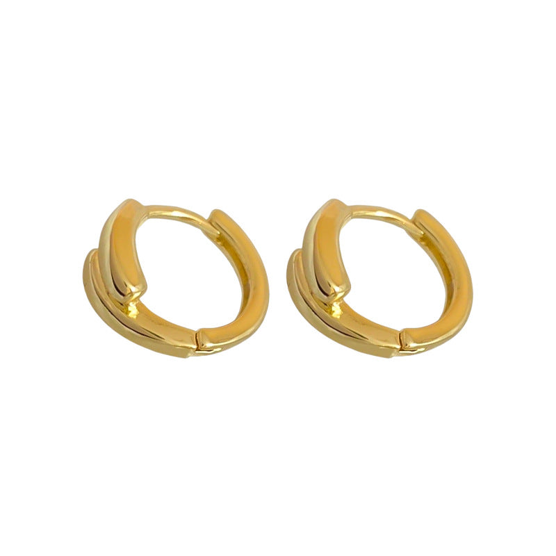 A廠【HE25059】18k真金電鍍圓形交叉耳扣復古精緻小巧耳環耳環輕奢高級感耳飾女 25.03-1