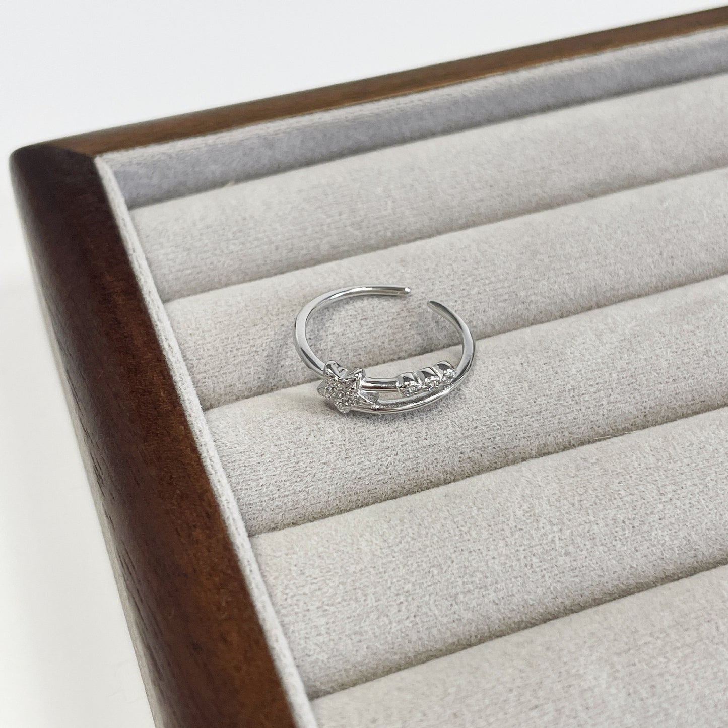 F廠【DQ8325R】ins輕奢小眾星星閃鋯戒指女小清新高級感疊戴五角星開口指環 25.02-4