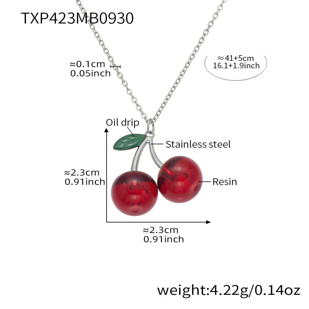 B廠【TXP423】 櫻桃項鍊潮趣水果耳環 ins網紅清新可愛少女時尚珠寶首飾
25.10-2