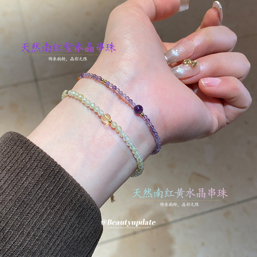 A廠【HB3607】天然南紅黃水晶串珠手鍊輕奢古風小清新手串新中式高級感手飾 25.03-4