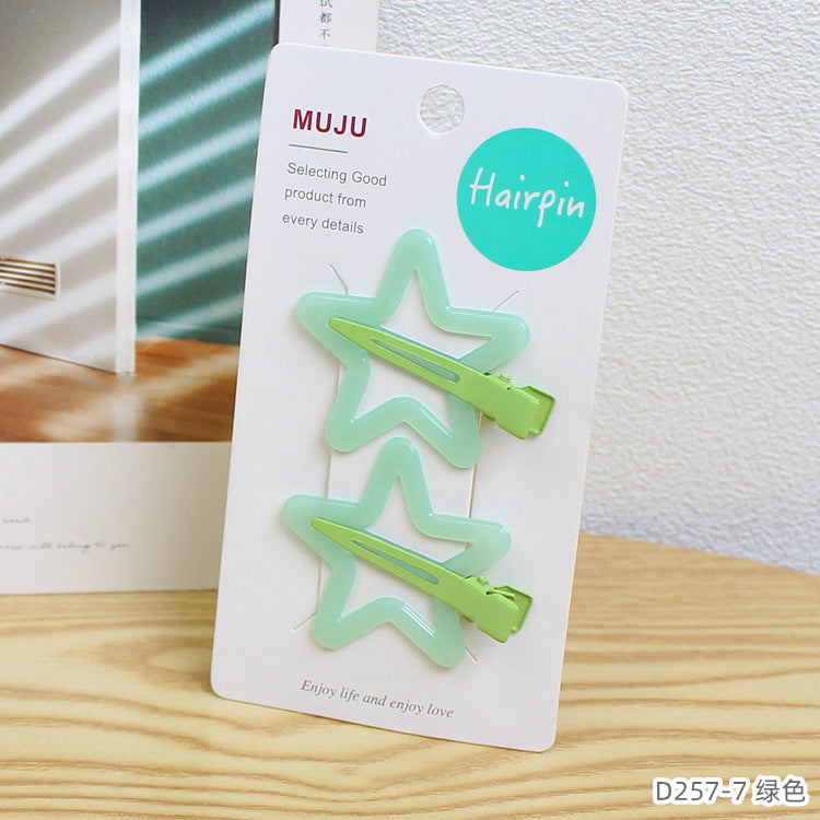 D廠【D257】超Q果凍色星星髮夾時尚2只對裝少女髮卡夾子甜美多巴胺髮飾瀏海夾 24.07-4「D廠-單筆結帳需滿,NT$600出貨(不含運費)」