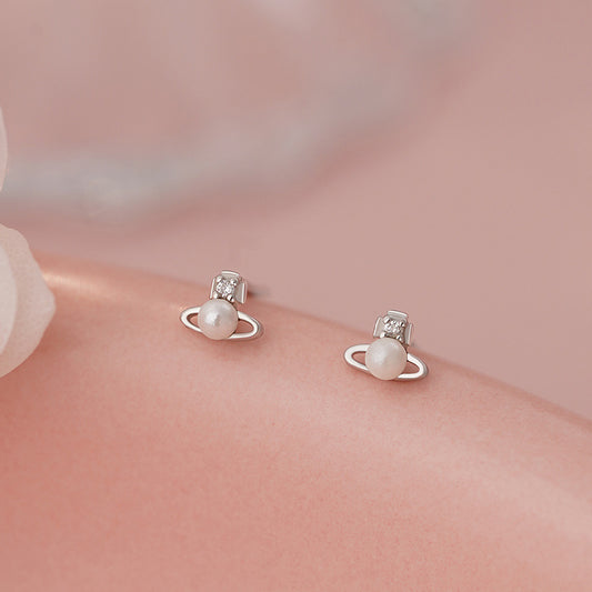 E廠【YC7694E】S925純銀優雅法式珍珠耳環女甜美風小眾可愛文藝溫柔耳飾 25.06-3