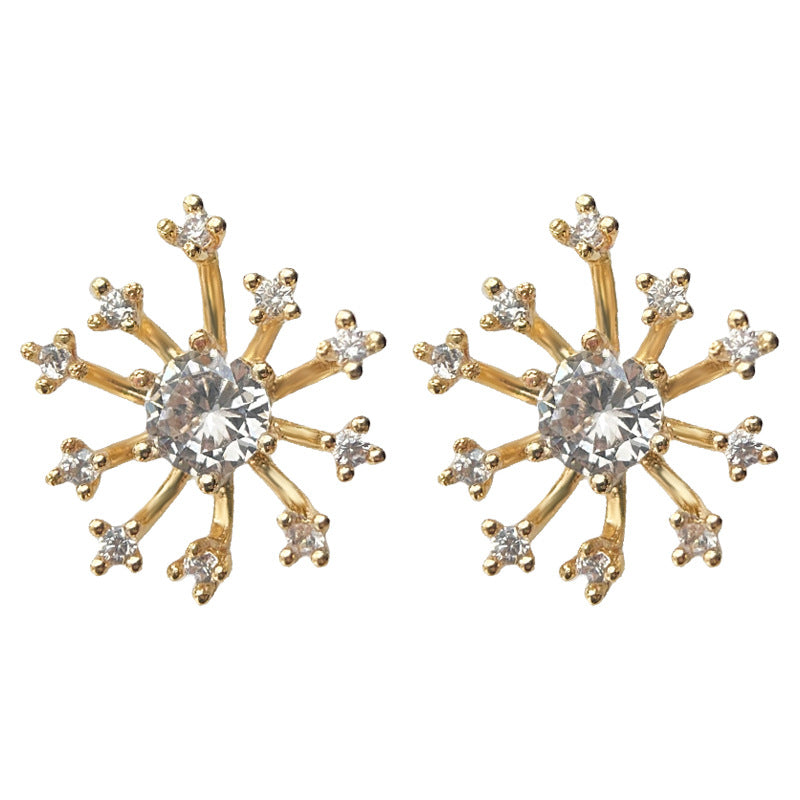 C廠【4632】微鑲鋯石電鍍14K設計感雪花氣質優雅耳環2024新款耳環 24.08-1