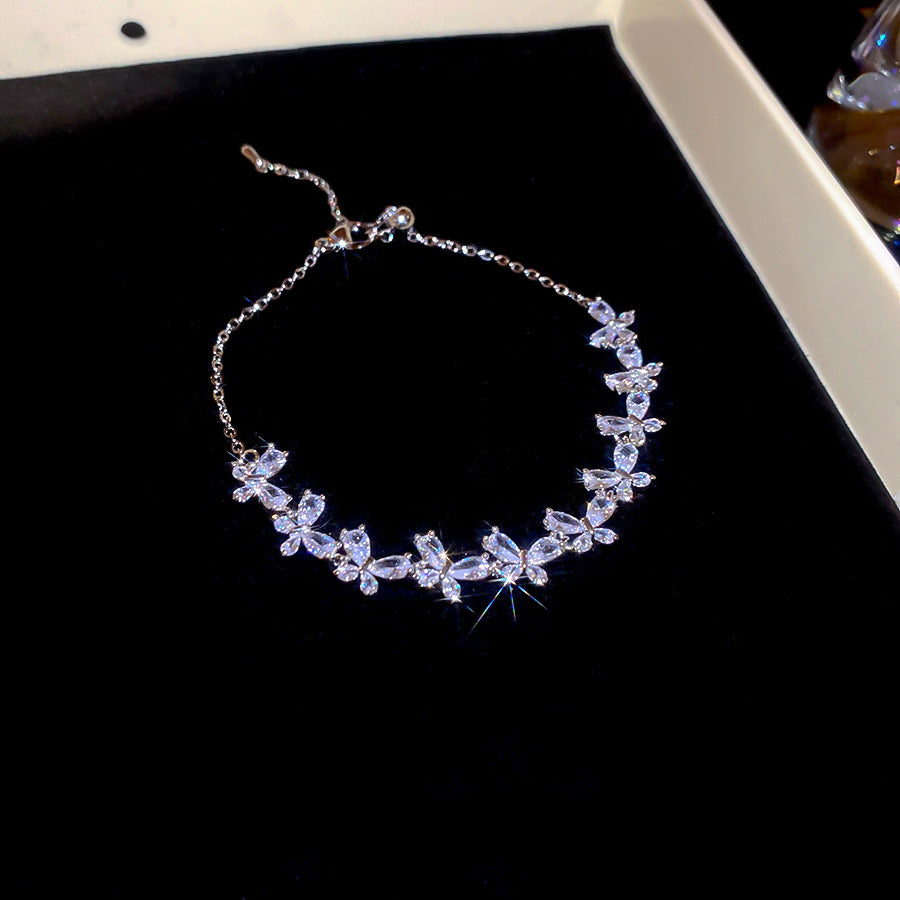 A廠【HB3632】18k真金電鍍鋯石蝴蝶手鍊輕奢高級感手環精緻時尚通勤百搭手飾女 25.04-1