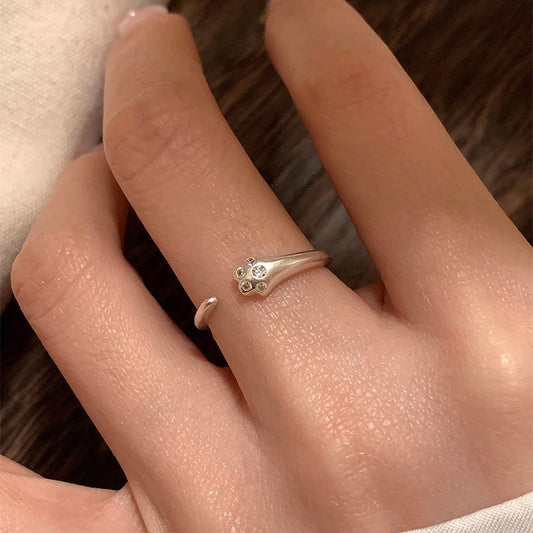 F廠【DQ8333R】S925純銀可愛甜美小貓爪戒指女簡約精緻鑲鑽貓爪啞光開口指環 25.05-2