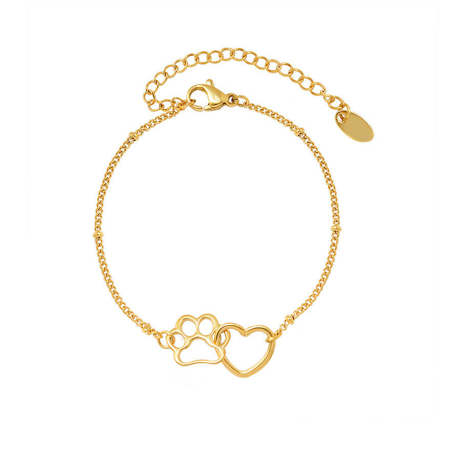 B廠【E014】小清新可愛貓爪愛心環扣鏈條手鍊歐美個性時尚百搭手飾不鏽鋼鍍金
26.02-1