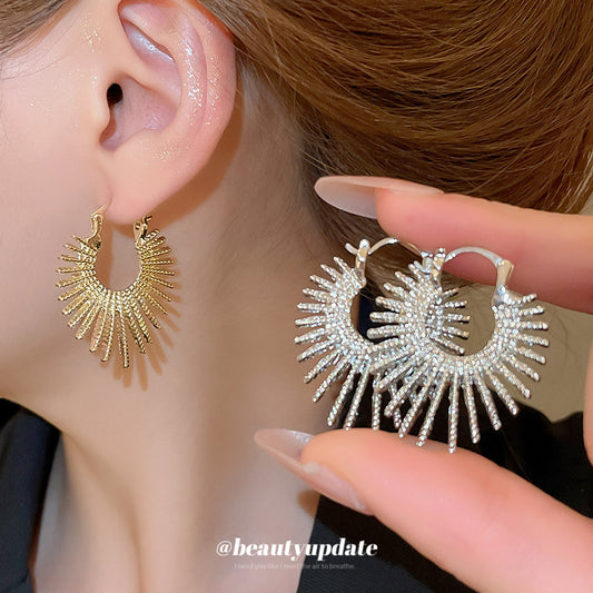 A廠【HE28226】歐美跨國圓形不規則煙火耳扣時尚簡約百搭氣質耳環小眾設計感耳飾 25.08-3