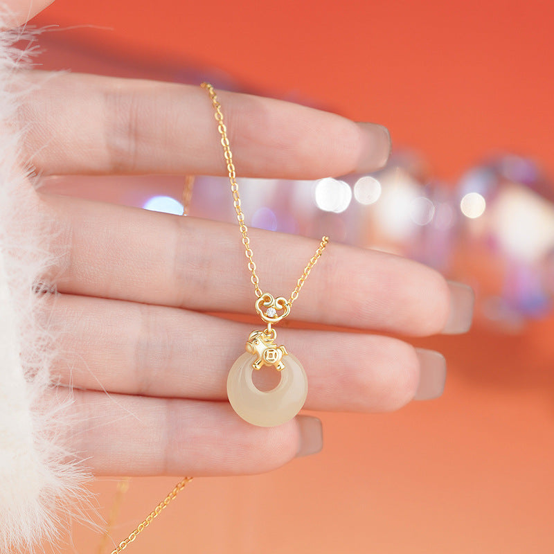 E廠【YC3540N】原創S999足銀馬上有錢平安扣項鍊女本命年復古福氣鎖骨鏈
25.10-5