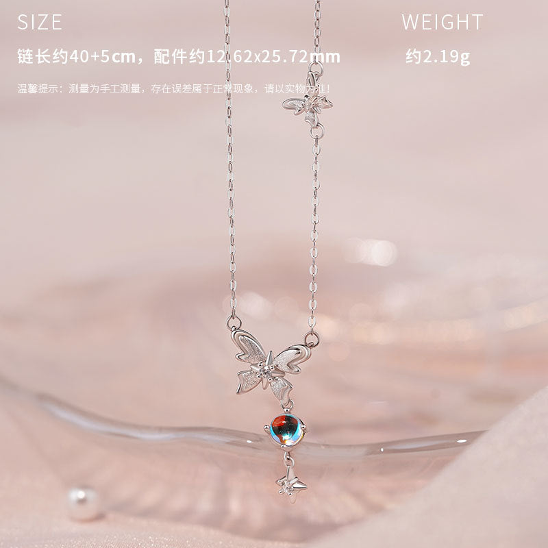 E廠【YC2389N】原創S999足銀星蝶倚夢系列兩件組首飾高級感清透鎖骨鏈 25.05-5