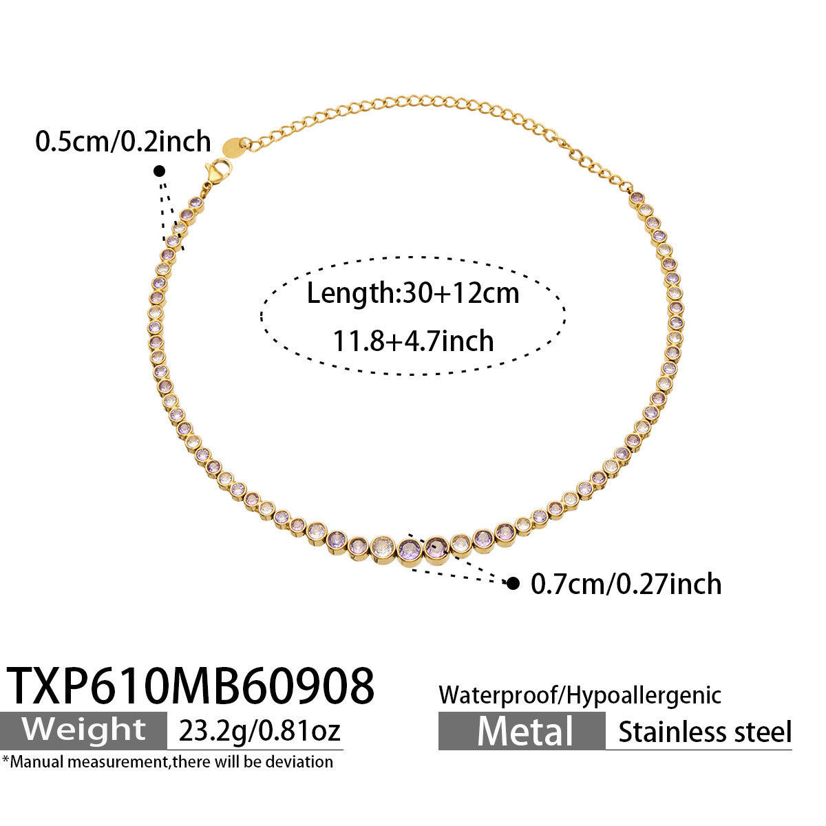 B廠【TXP610】跨境歐美不銹鋼鍍金圓形鋯石項鍊高級感簡約手鍊耳環可疊戴飾品女
26.09-3