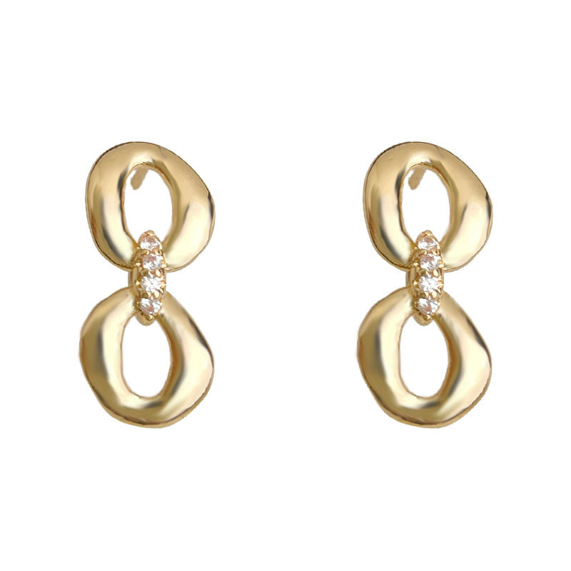 C廠【6967】原創時尚通勤高級感輕奢風微鑲鋯石925銀針鍍14K保色耳環耳飾
 25.10-4