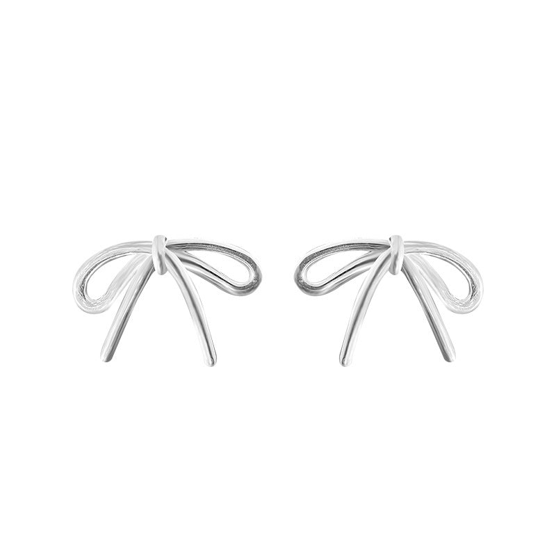 E廠【YC9862E】S925純銀蝴蝶結耳環清新甜美百搭日常款耳環小眾設計感耳環 24.01-2