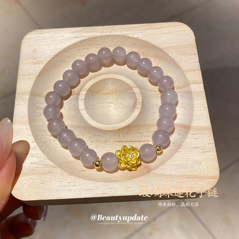 A廠【HB3516】新中式復古蓮花手鍊小眾簡約時尚串珠手串輕奢高級感氣質手飾 25.03-1