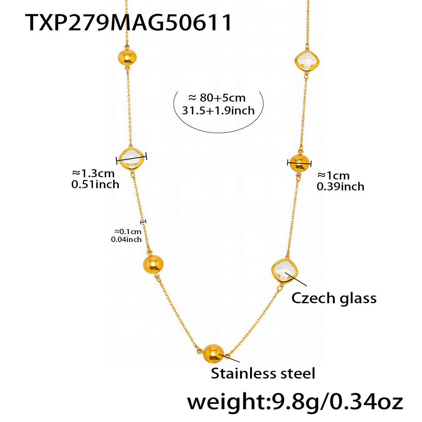 B廠【TXP279】進口切面玻璃石項鍊雙戴項鍊小眾輕奢風不銹鋼18k鍍金 25.06-3