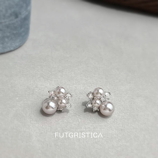 C廠【6662】溫柔顯白曼塔玫瑰色珍珠微鑲鋯石925銀針新款爆款高級感耳飾 耳環
 25.09-1