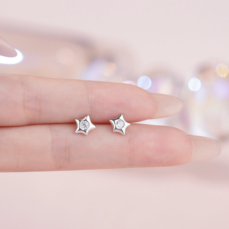 E廠【YC3484E】S999足銀星星鋯石耳環小巧精緻創意簡約甜美睡覺免摘耳飾
25.10-5