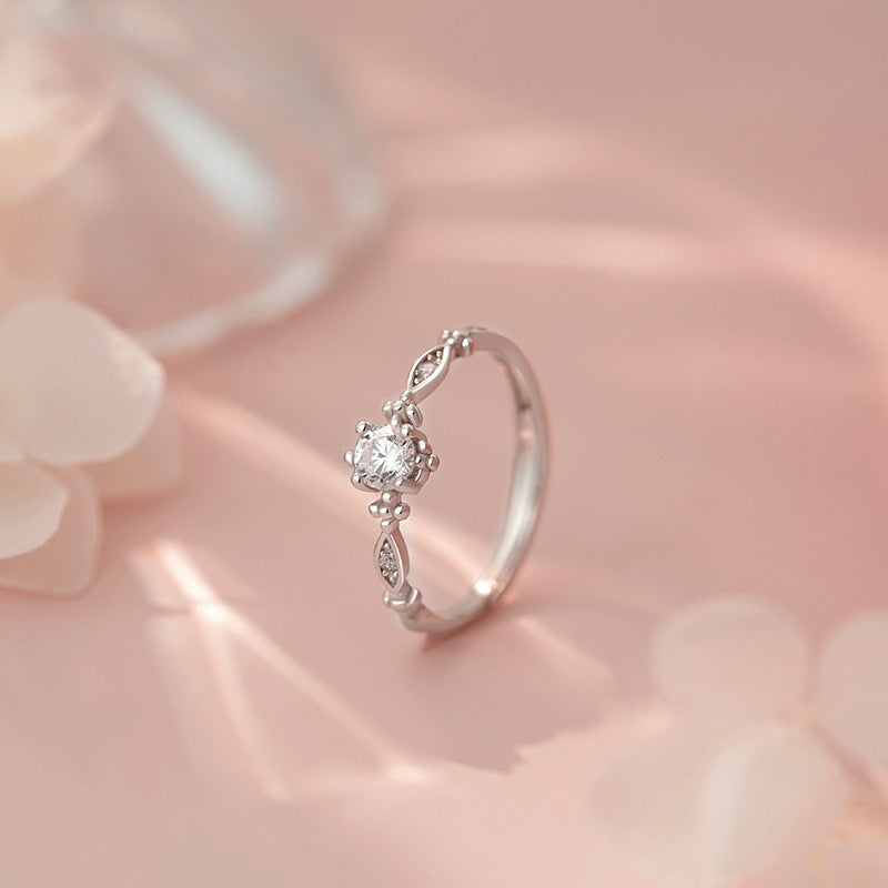 E廠【YC4314R】S999足銀鋯石情侶對戒小眾搭配清新文藝優雅送禮戒指跨境 25.05-4