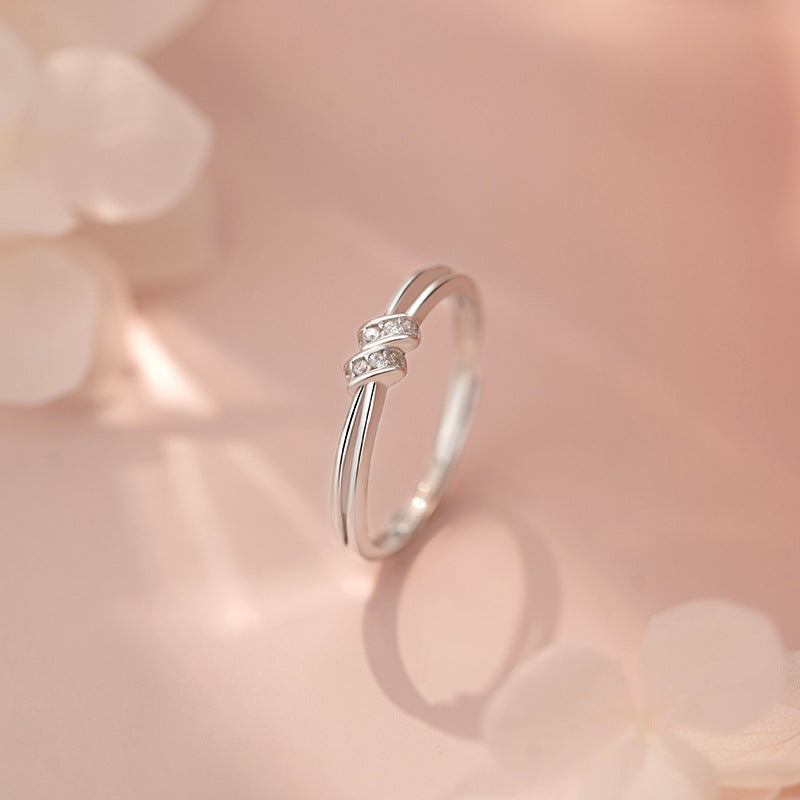 E廠【YC4802R】S999足銀同心結情侶對戒小眾一對簡約風情人節禮物戒指 25.05-4