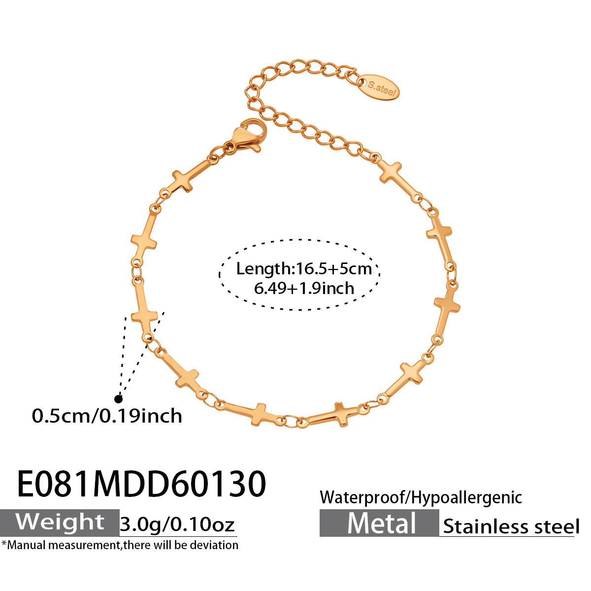 B廠【E081】歐美ins潮流手飾時尚小眾設計感幾何十字架拼接手鍊跨境百搭手鍊
26.02-1