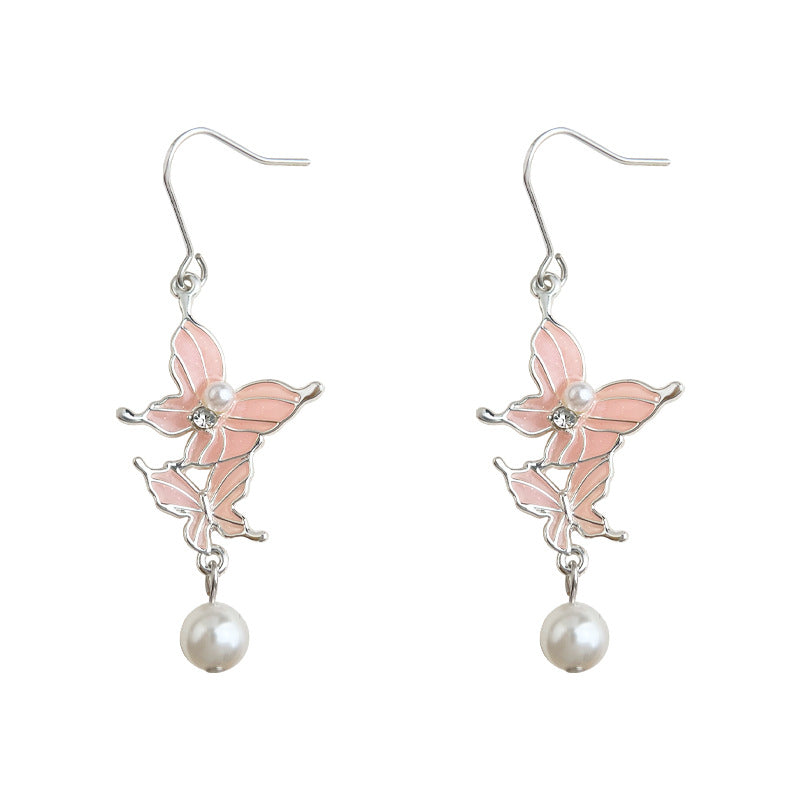 C廠【5704】甜美漸變森系小清新超仙氣質長流蘇蝴蝶耳飾工廠夏日新款耳環女 25.03-2