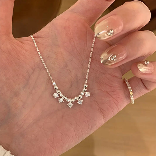 F廠【DQ0219N】S925純銀小眾精緻爆閃鋯石流蘇項鍊女高級感輕奢百搭鎖骨鏈潮 25.04-4