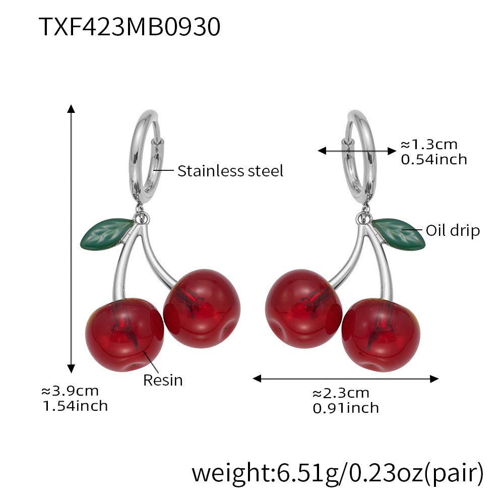 B廠【TXP423】 櫻桃項鍊潮趣水果耳環 ins網紅清新可愛少女時尚珠寶首飾
25.10-2