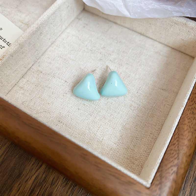 A廠【HE25225】925銀針草綠清新幾何耳環韓系ins簡約百搭氣質耳環小眾高級感耳飾女 25.03-2