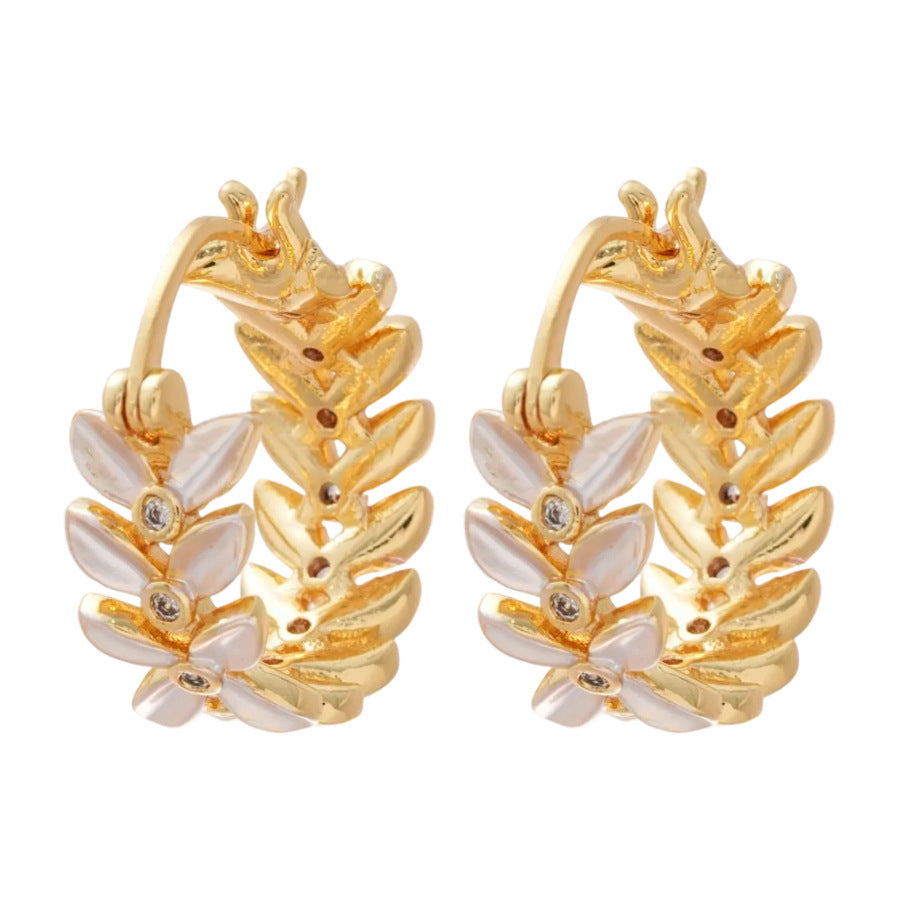 A廠【HE25750】18k真金電鍍鋯石麥穗耳扣法式復古耳環女時尚百搭耳飾輕奢高級感 25.04-2