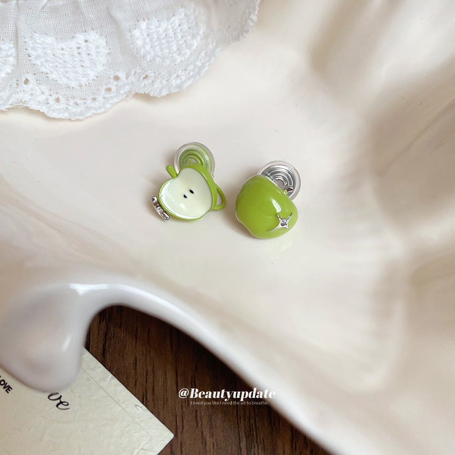 A廠 【HE26551】925銀針鋯石滴油蘋果耳環2025新款爆款耳環清新小甜美耳飾設計感小眾 25.05-4