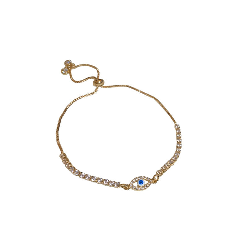 A廠【HB3489】鋯石超閃橢圓眼睛手鍊個性簡約高端氣質手環女輕奢高級感手飾 25.02-2