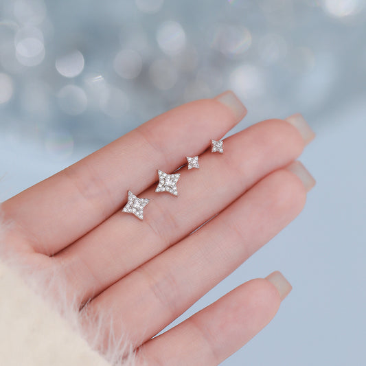 D廠【YC2444E】足銀S999四芒星耳環時尚精緻微鑲氣質輕奢小眾養耳洞耳飾
26.03-1