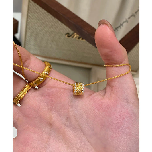 F廠【DQ0068N】S925純銀金枝玉葉麥穗排鑽項鍊女中古風高級感路路通鎖骨鏈潮
 25.09-1